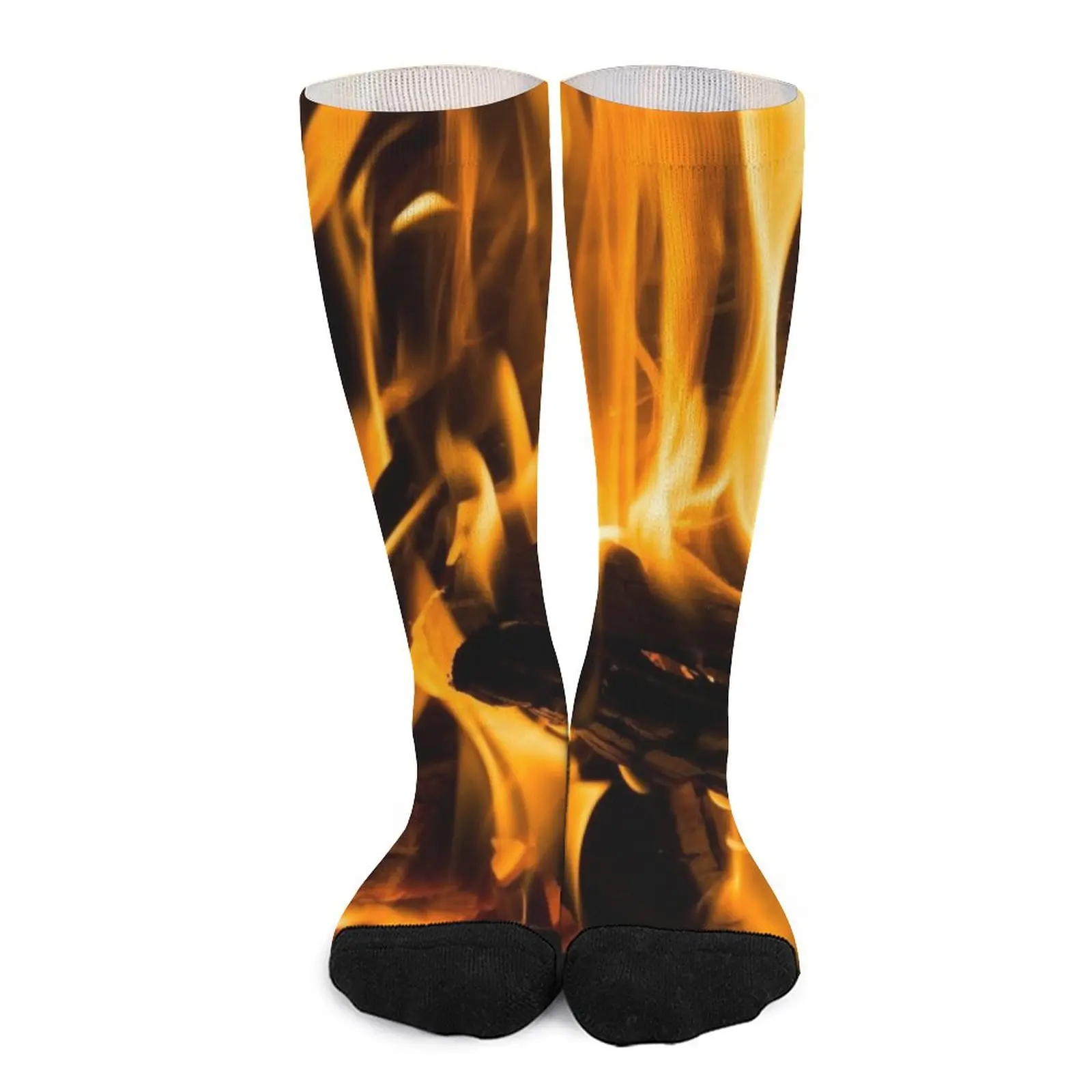 Hot Hygge - Crackling Blaze in a Fireplace Socks black socks Sock woman abstract art by kandinsky socks running socks man men s winter socks woman socks