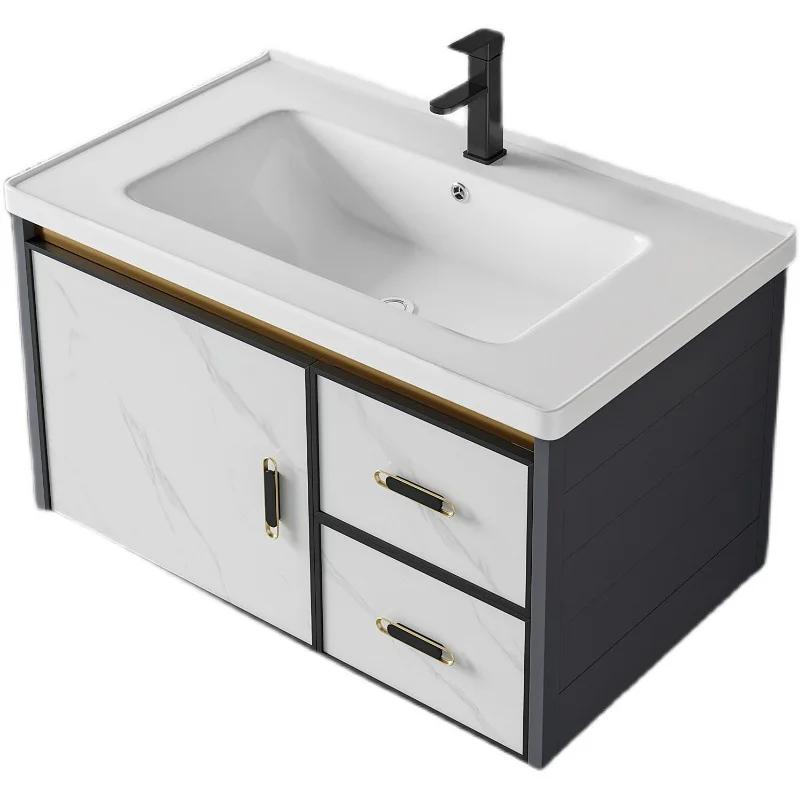 Smart wall-mounted washbasin combination washbasin Small unit washbasin toilet Space aluminum bathroom cabinet simple 5