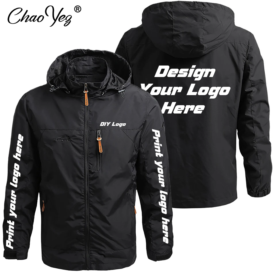 2024 DIY Autumn New Men Waterproof Hooded Custom Logo Windbreaker Jacket Coat Men Casual Outdoor Hiking Jacket Male Coat 5XL 3