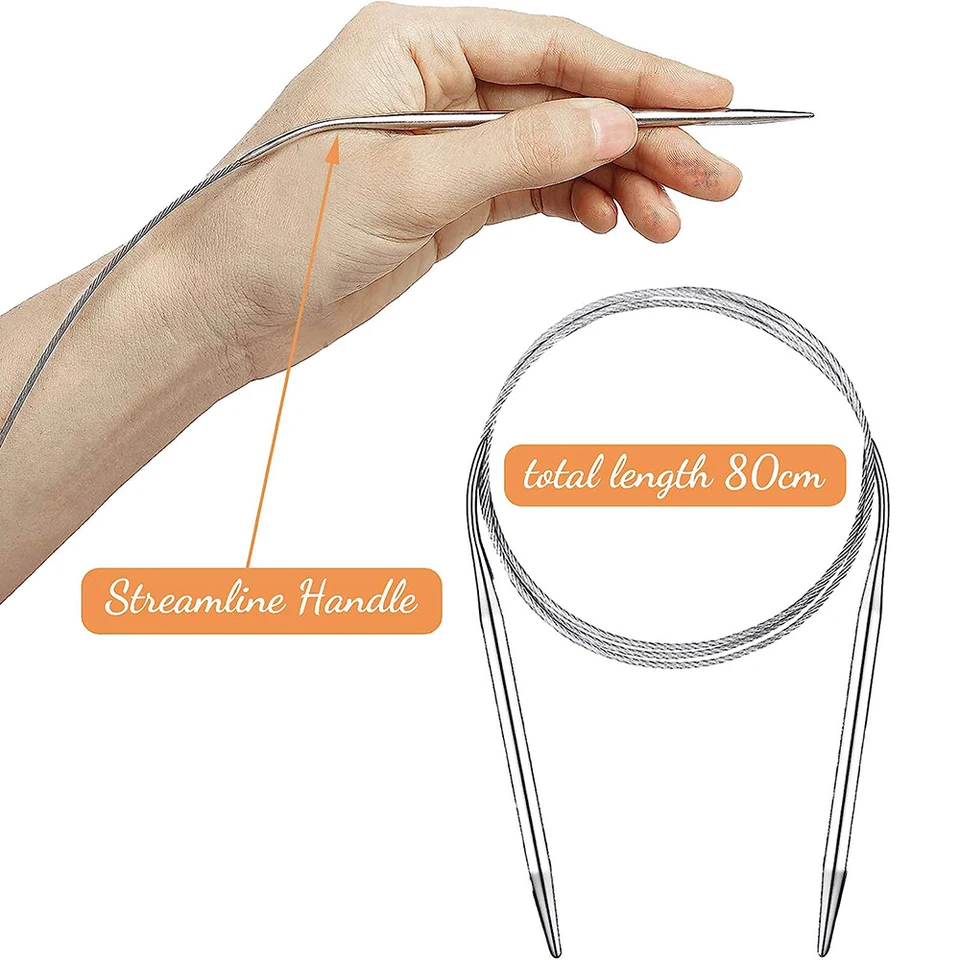 Aiguilles à Tricoter Circulaires, 100cm, 8,00mm, Gris | Gris