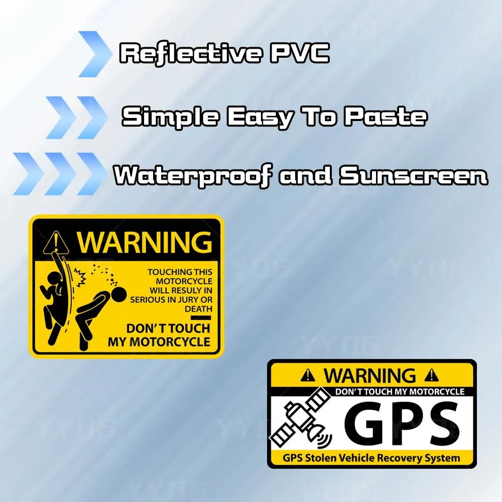 Warning Danger Banning Sign Decal Motorcycle Reflective Sticker Anti-Theft Protect Accessories For Kawasaki Suzuki Honda Vespa
