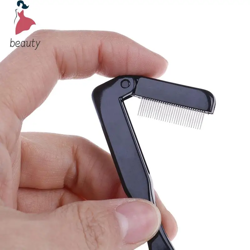 Eyelash Comb Black Foldable Eyelashes Extension Eyebrow Metal Dual Comb Brush Eye Lashes Beauty Cosmetic Tools