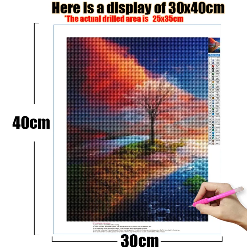 Diamond Painting Diamond Painting Accessories Landscape 5D Diamond Painting Full Drill Animal Abstract Diamond Mosaic Painting Kits Beach Rhinestone Embroidery DIY Gift