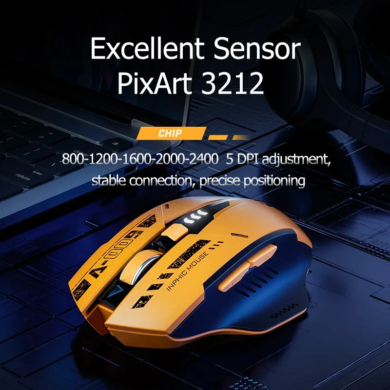 INPHIC A9 Bluetooth Mouse Rechargeable 2.4G Wireless Mouse Silent Ergonomic 3