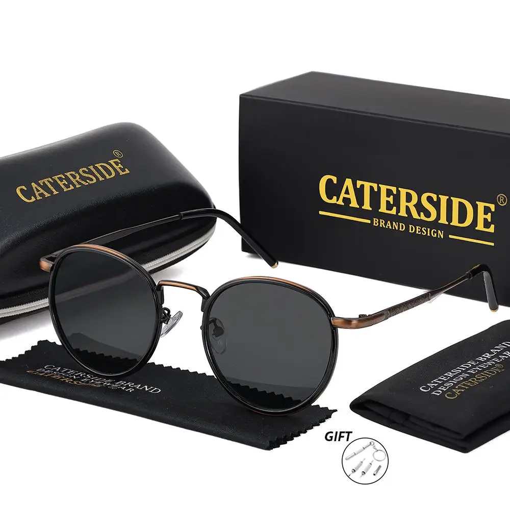 CATERSIDE Neue optische Sonnenbrille für Herren, Retro-Stil, kleiner runder Rahmen, Korrektionsbrille für Damen, UV-beständige Myopie-Brille für den Außenbereich – Detail 6