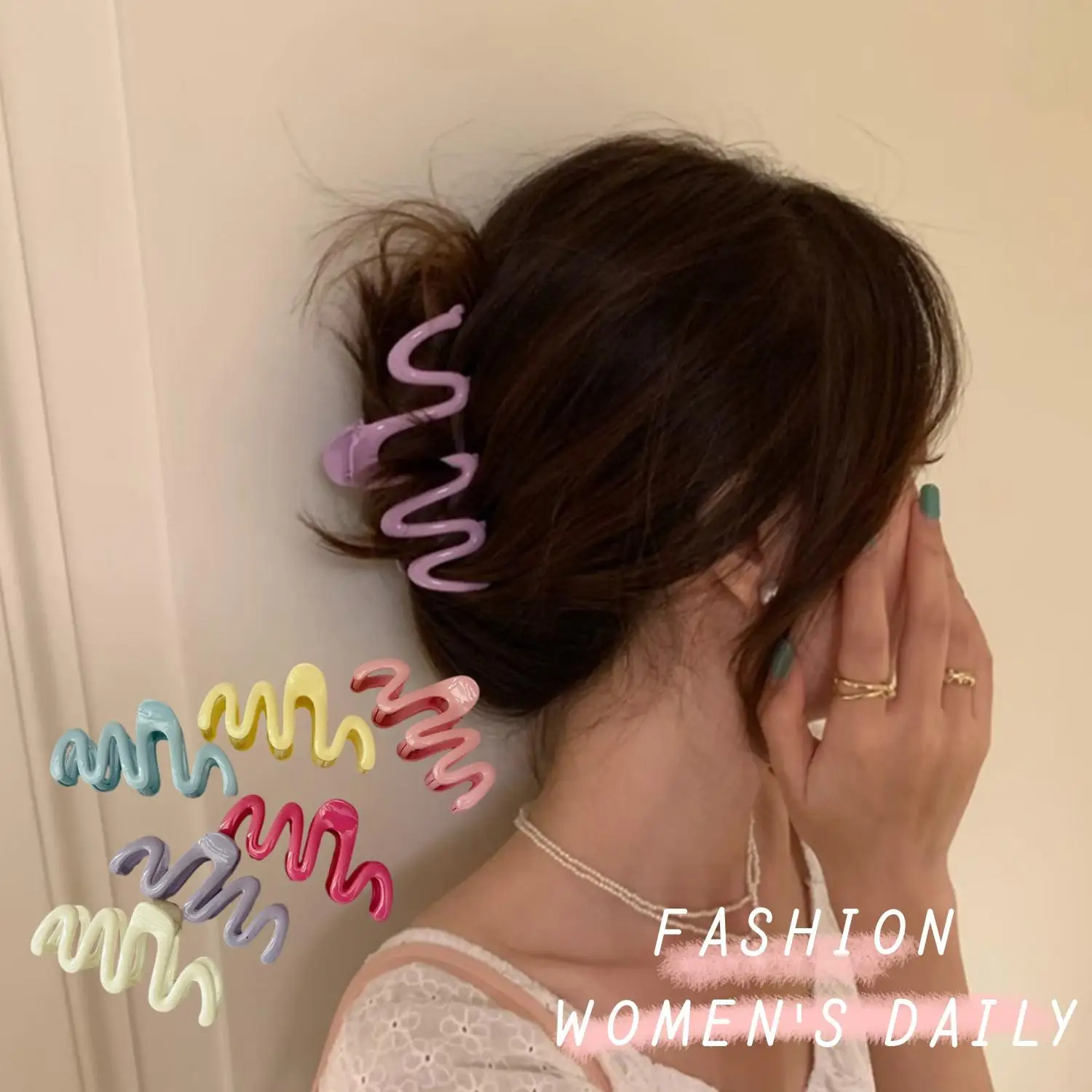 

Fashion Solid Color Shark Clip Wave Cross Hair Claw Korean Elegant Geometric Grip Clip Acrylic Ponytail Clip Hair Accessories