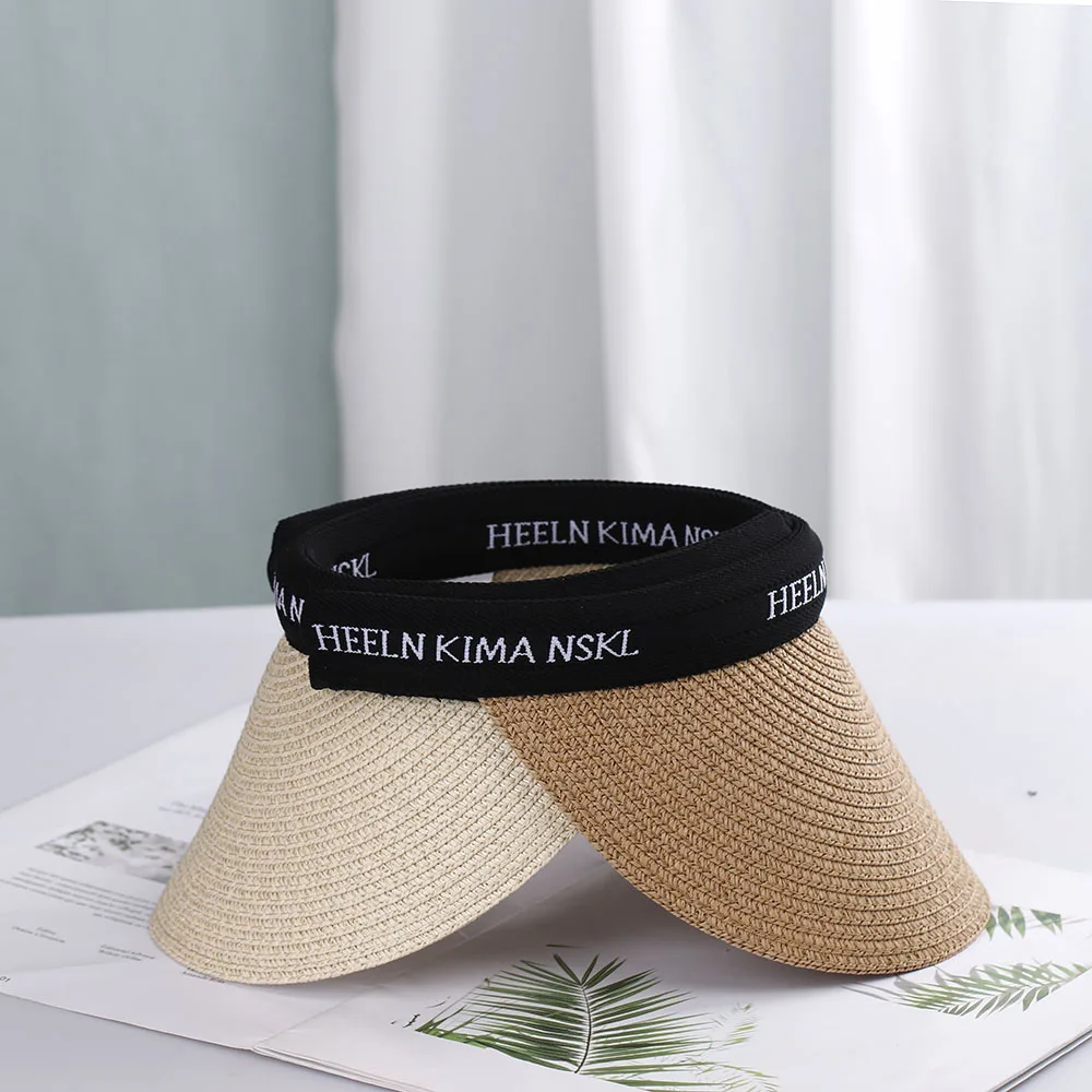 2022 Heißer Verkauf Sommer Damen Sonnenhut mit leerem Oberteil, Sommer Strohhut mit breiter Krempe, Sonnenkappen mit Schriftzügen, UV-Schutzhut für Damen, Strandhut – Detail 8