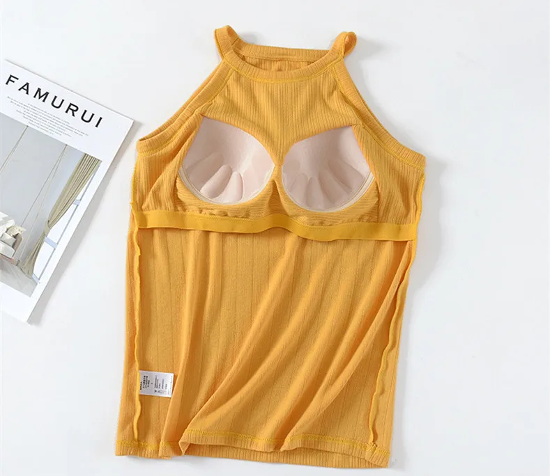 Sexy Brustpolster Strapshemd Damen Schlafoberteil Unterwäsche Pyjamas Tops Einteilige Nachtwäsche T-Shirts Modal Bottoming Weste – Detail 6