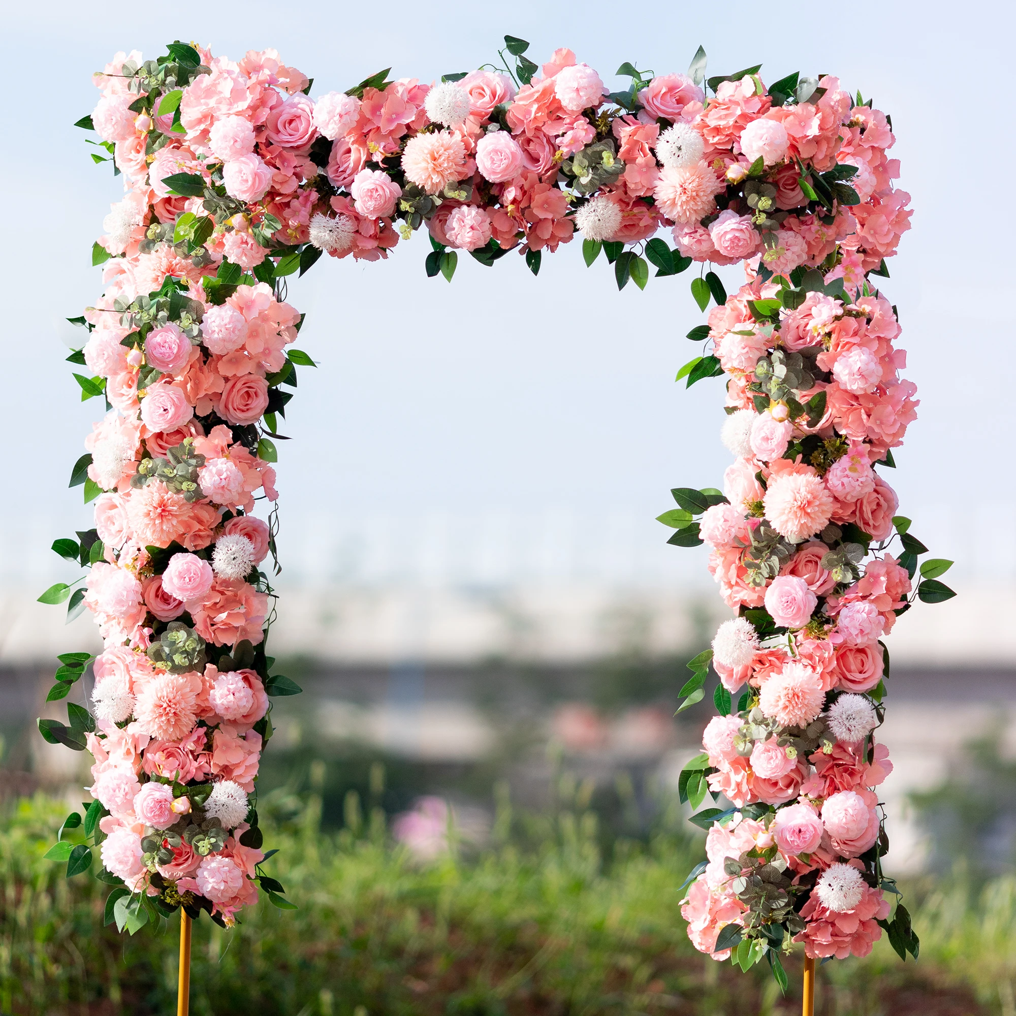 50/100cm Artificial Wedding Flowers Wall Iron Arch Backdrop Arrange  Supplies Silk Rose Peony Fake Floral Row Centerpiece Decor