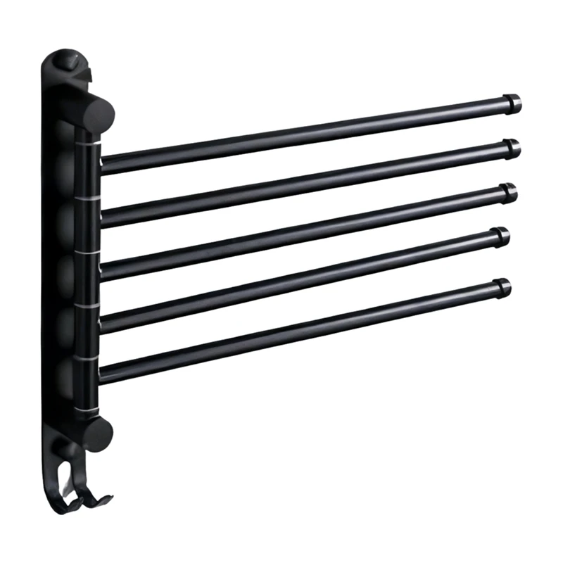 A01F-Bath Towel Rack Swivel Towel Rack Bathroom Swing Arm Bar Wall Mounted Clothes Hanger