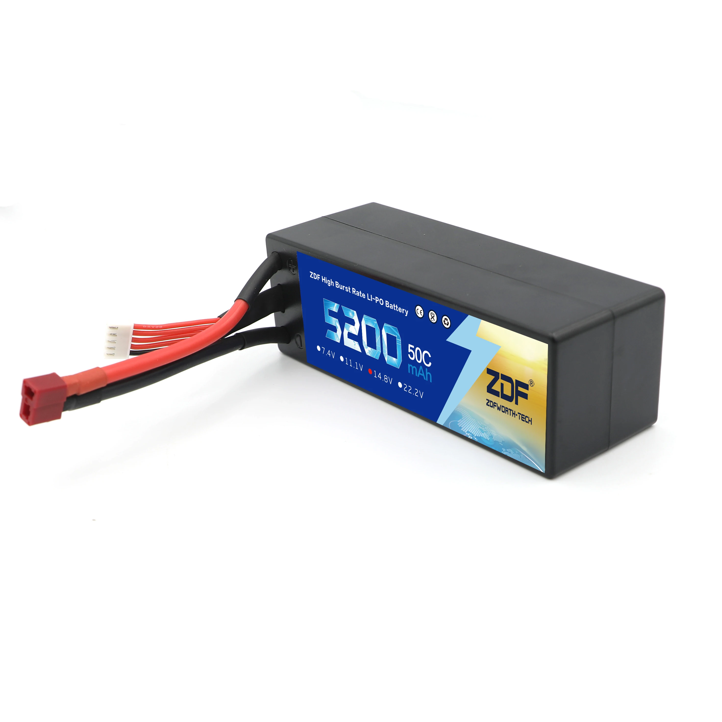 Zdf Lipo 4S Batteria Custodia Rigida 14.8V 5200Mah 50C 100C Akku Per 1:8 1:10 Rc Auto E Buggy Truggy Camion Barca Elicottero Quadcopter