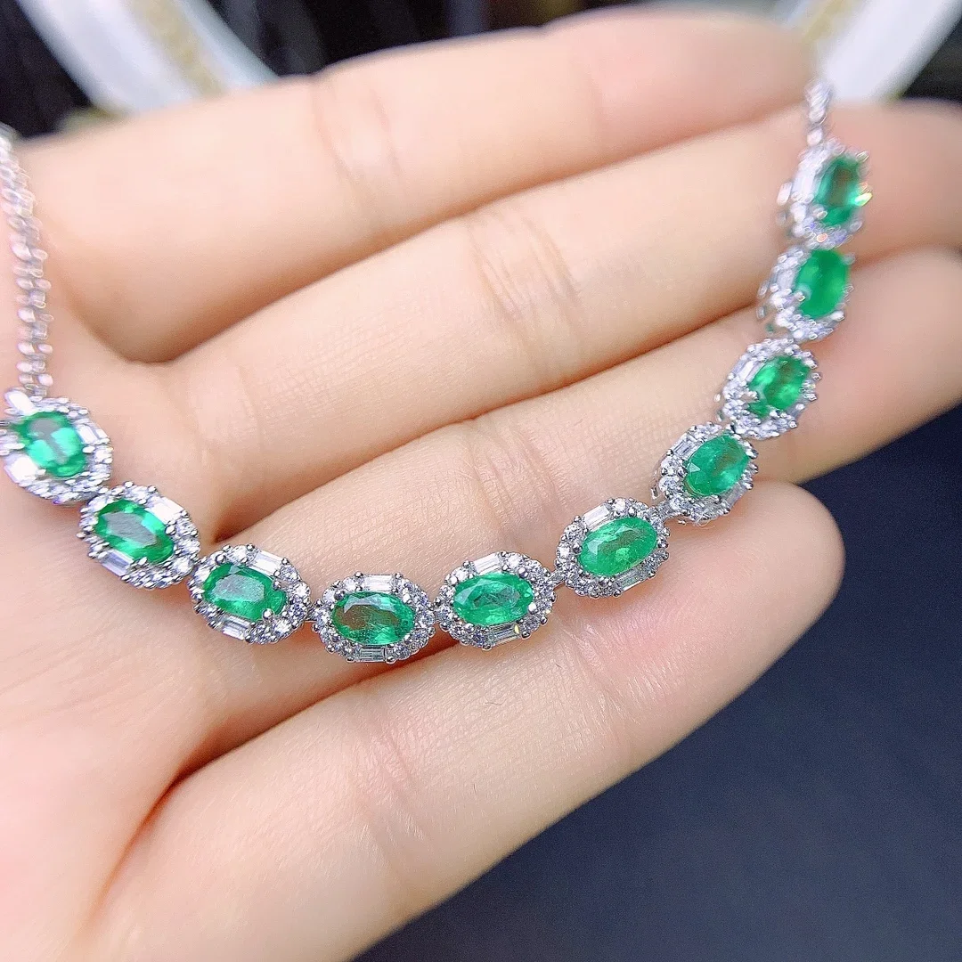 

925 Silver Emerald natural Gem bracelet luxury women's jewelry Women's free shipping Christmas women's bracelet boutique