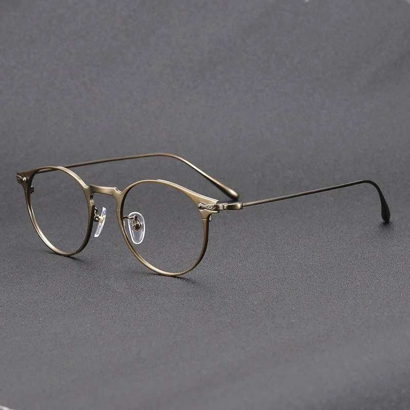 Japanese Handmade Pure Titanium Retro Round Glasses Frame Men