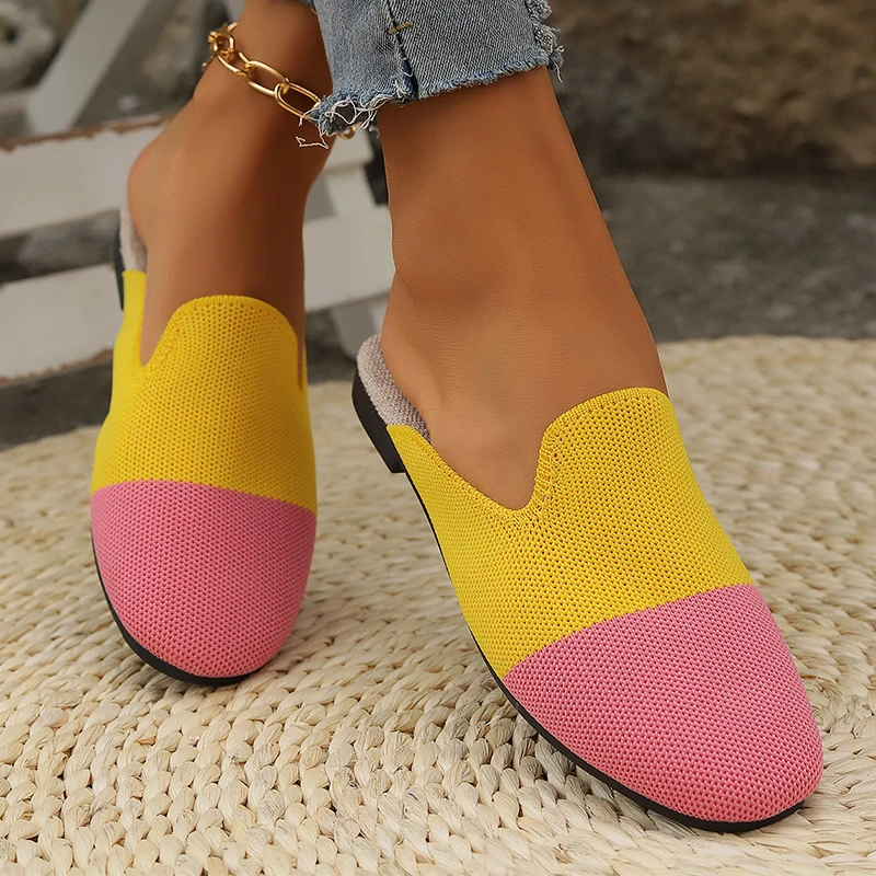 

Мюли женские сетчатые, повседневные сандалии на плоской подошве, пляжные шлепанцы с ремешком на пятке, для прогулок, лето 2024