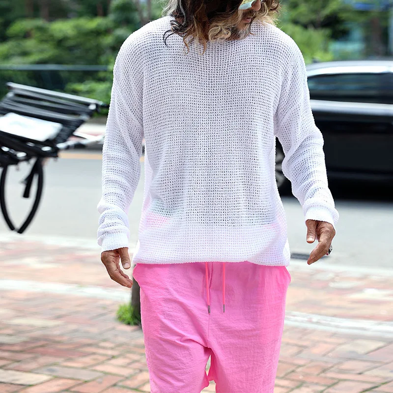 

2023 Autumn and Winter Sweater Men's Round Neck Solid Color Loose Sweater Men's Casual Long Sleeve Knitted Pullover Sweater Top