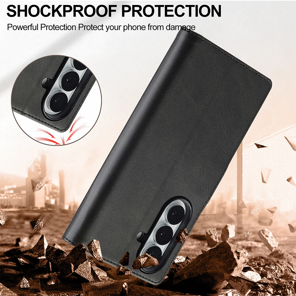 Premium Flip Leather Wallet Card Phone Case - Ultra Wide Foldable Design