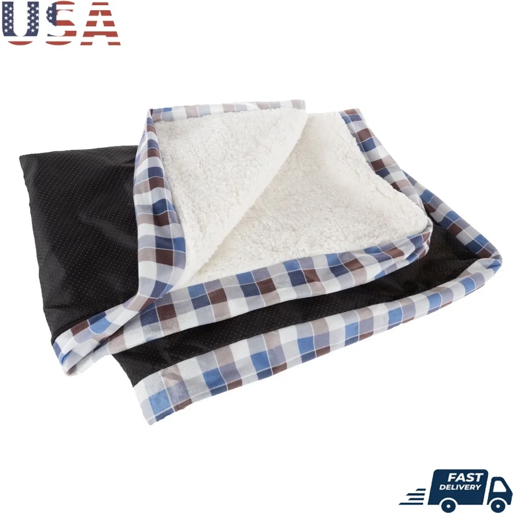 Dog bed replacement cover plaid sherpa top