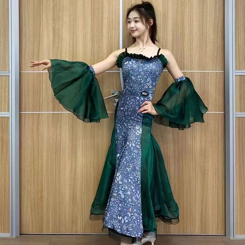 

Modern Ballroom Dance Dress Women Club Prom Dance Costume Waltz Fox-Trot Performance Outfit Latin Dance Competition Dress BL8628