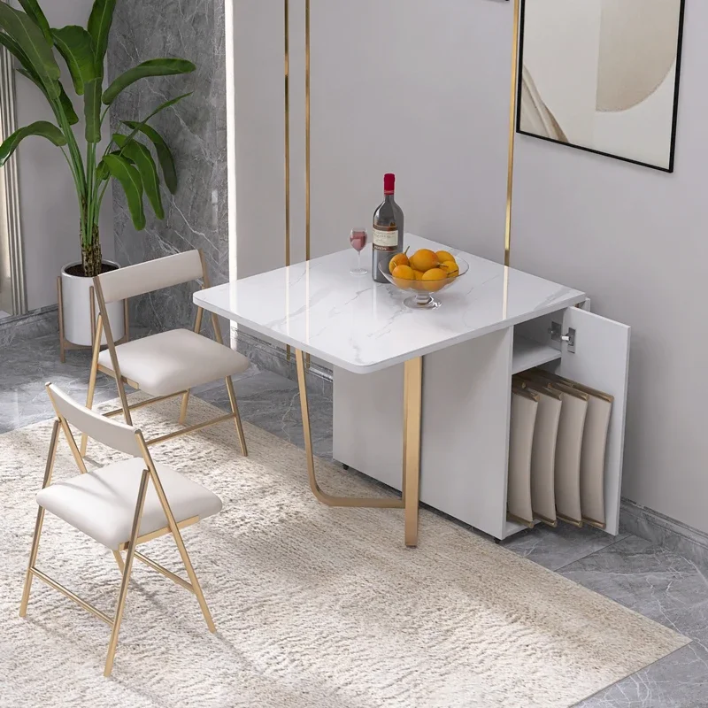 Extendable Modern Dining Room Sets Luxury Space Saving Kitchen Folding Table Chairs Home Italian Meuble De Cuisine Furniture