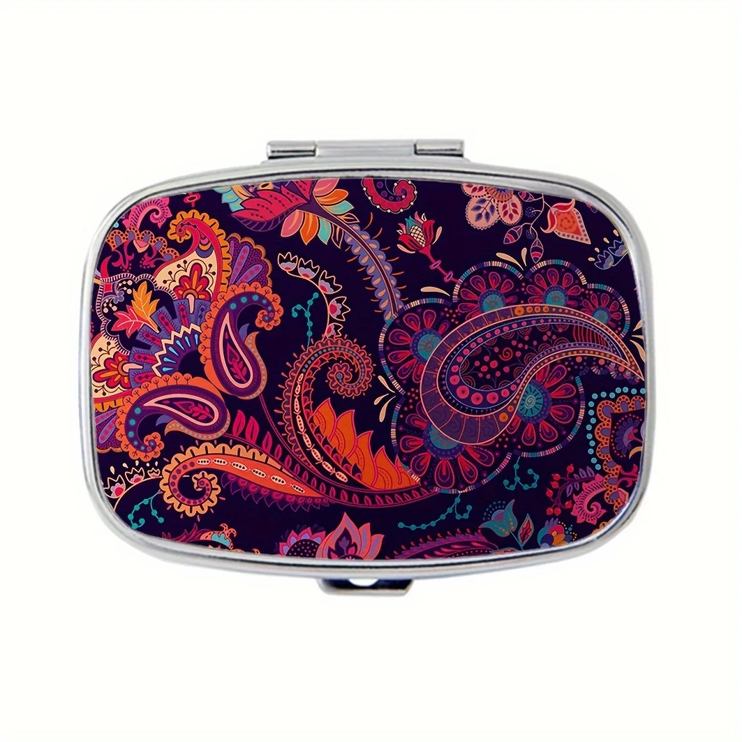 Safflower Pattern Medicine Box Medicine Box, Rectangular Decorative Medicine Box, Vitamin Pill Storage Box, for Pocket Wallet 4