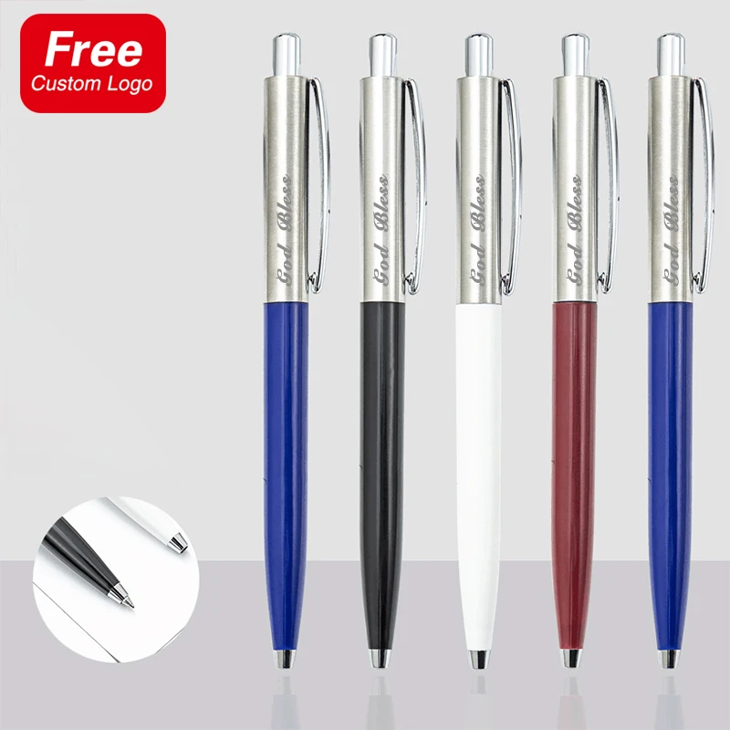 New Customized Logo Metal Pen Multi Color Press Ball Pen Commercial Advertising Office Accessories Student Stationery Gift Pen