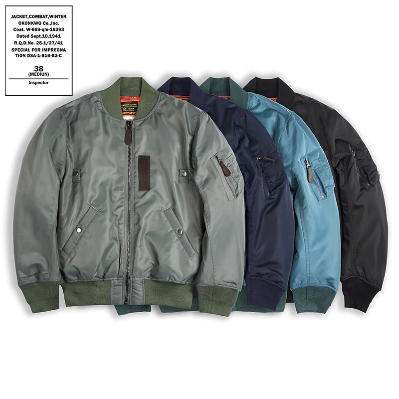 Okonkwo New Solid Color Ma-1 Flight Jacket Cotton Wool Thick Ma1 Cappotto Impermeabile Outdoor Trekking Escursionismo Air Force Storm Suit