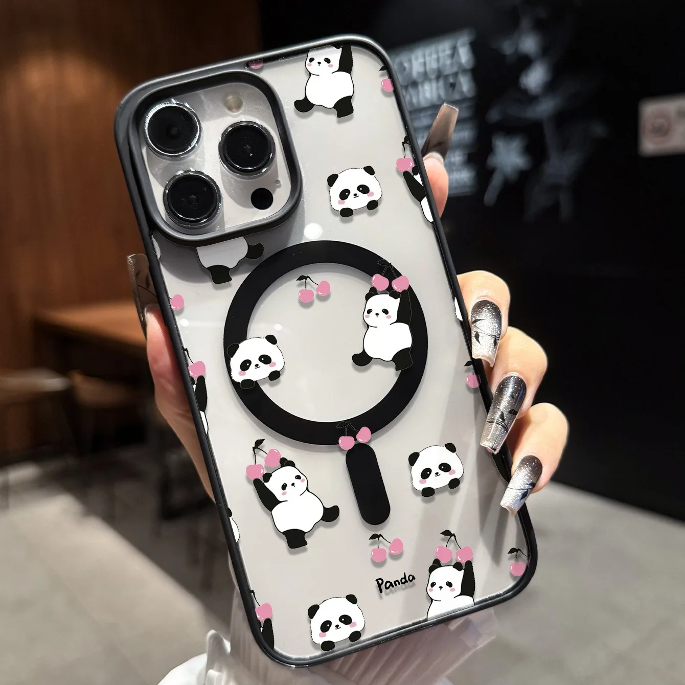 Cute Panda Cherry Magnetic Phone Case Cover