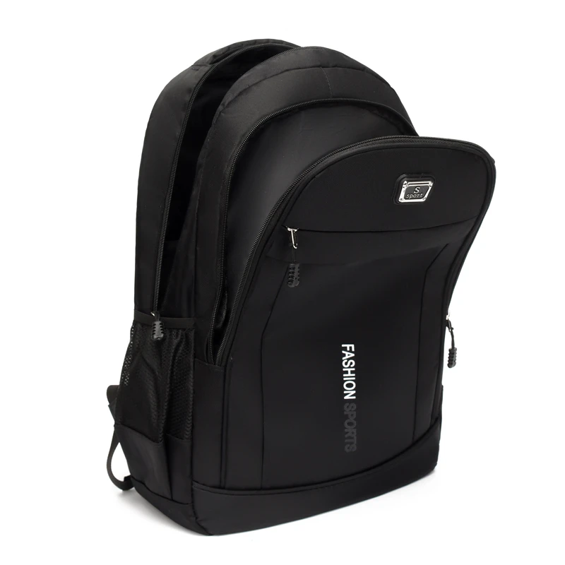 Large-capacity black backpack - equipped with multiple zippered pockets, travel backpack | casual style | durable zipper closure