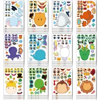 Make A Face Stickers for Kids DIY Make Your Own Christmas Trees Safaris Sea Fantasy Animals Puzzle Stickers Boys Girls Gifts Toy 1