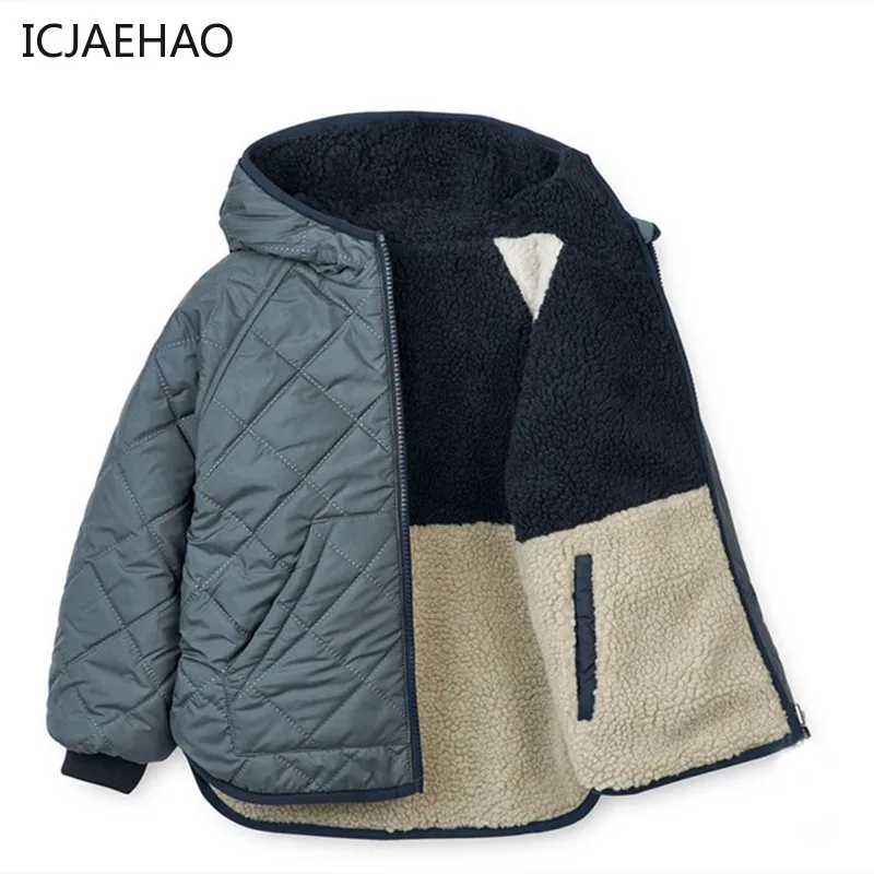 Winter down Jacket Reversible for Children Clothes Baby Boys Girls Kids Outerwear Hooded Fleece Zipper Coat Kids Fashion Casual