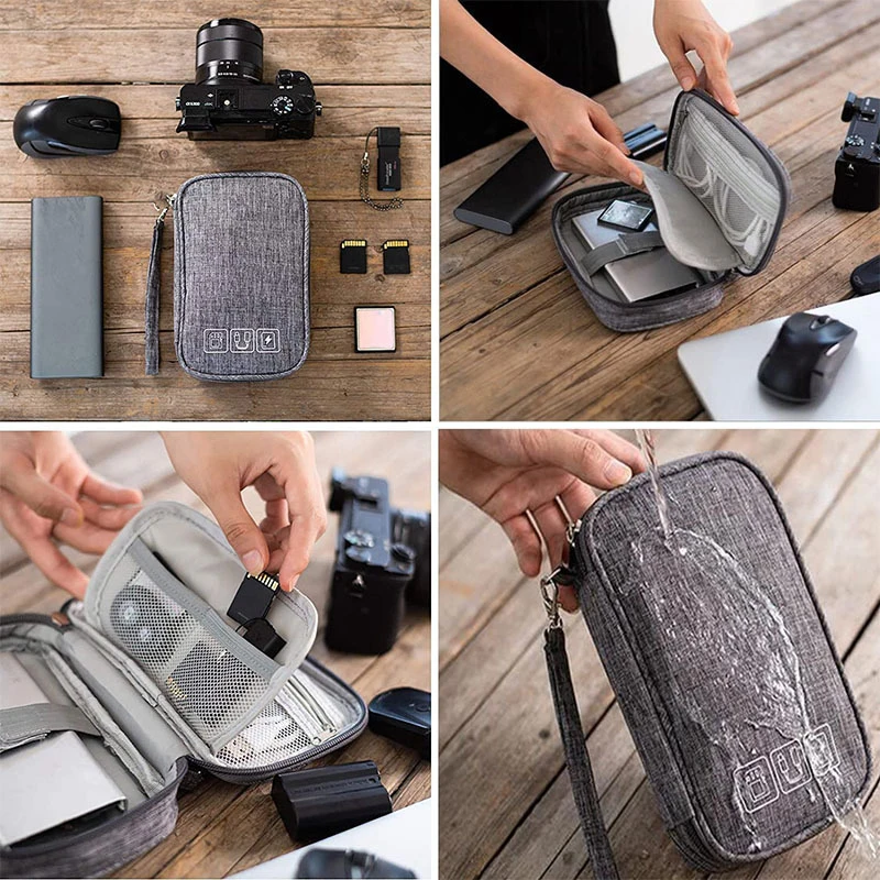 Bolsa de Armazenamento para Cabo de Dados e Auscultadores Bolsa de Armazenamento Portátil Mala Gadget Digital Dupla Camada Usb Disco Rígido Proteção Bolsa - Imagem 5