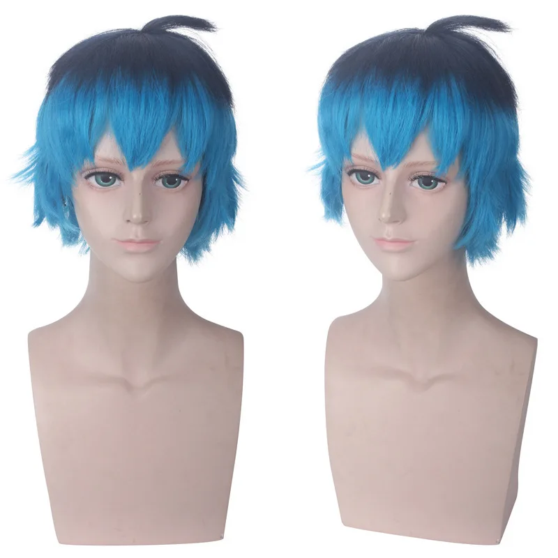 Parrucca capelli sintetici Marinette parrucca Cosplay blu scuro doppia coda di cavallo dritto parrucche da donna resistenti al calore di Halloween - immagine 6