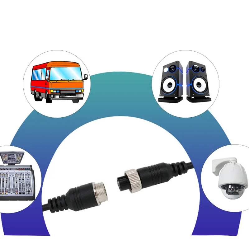 Masculino para Feminino Aviação Extensão Video Connector, cabo de alimentação para carro, caminhão, monitor do ônibus, fio da câmera, 4 Pin Core, 1 m, 3 m, 5 m, 10 m, 15 m, 20m