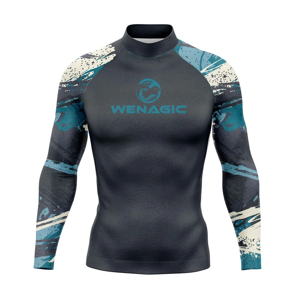 2XS-4XL UV Protection Lycra Rashguard Men Long Sleeve Swimsuit Swim Rash Guard Quick Dry Surf Driving T Shirt For Swimming rash guard surfing swimsuit
