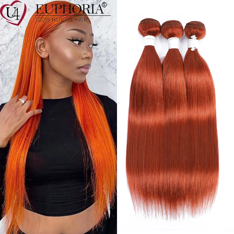 Tanio Pomarańczowe kolorowe proste włosy #350