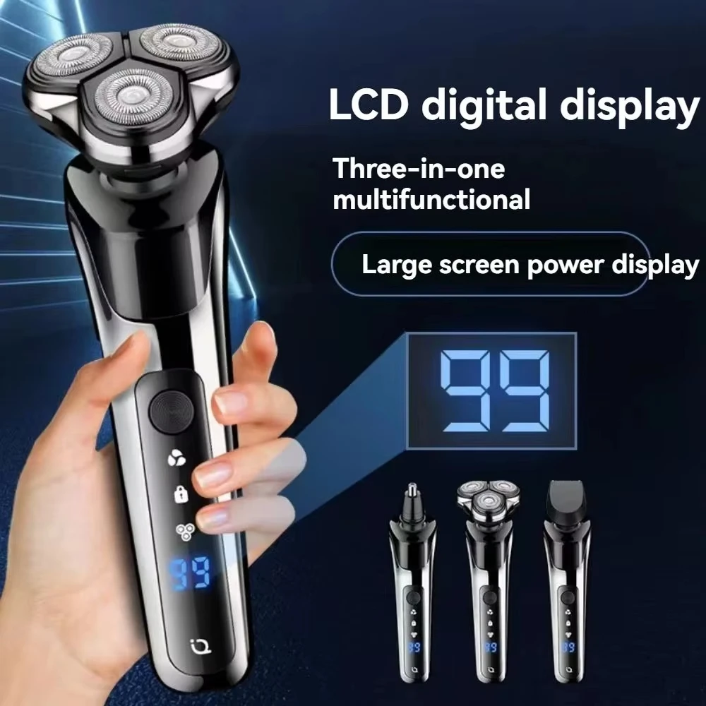 Xiaomi 3-in-1 Men's Electric Shaver Digital Display Strong Power Shaver Fast Clean Hair Removal Shaver Portable 2025 New 2