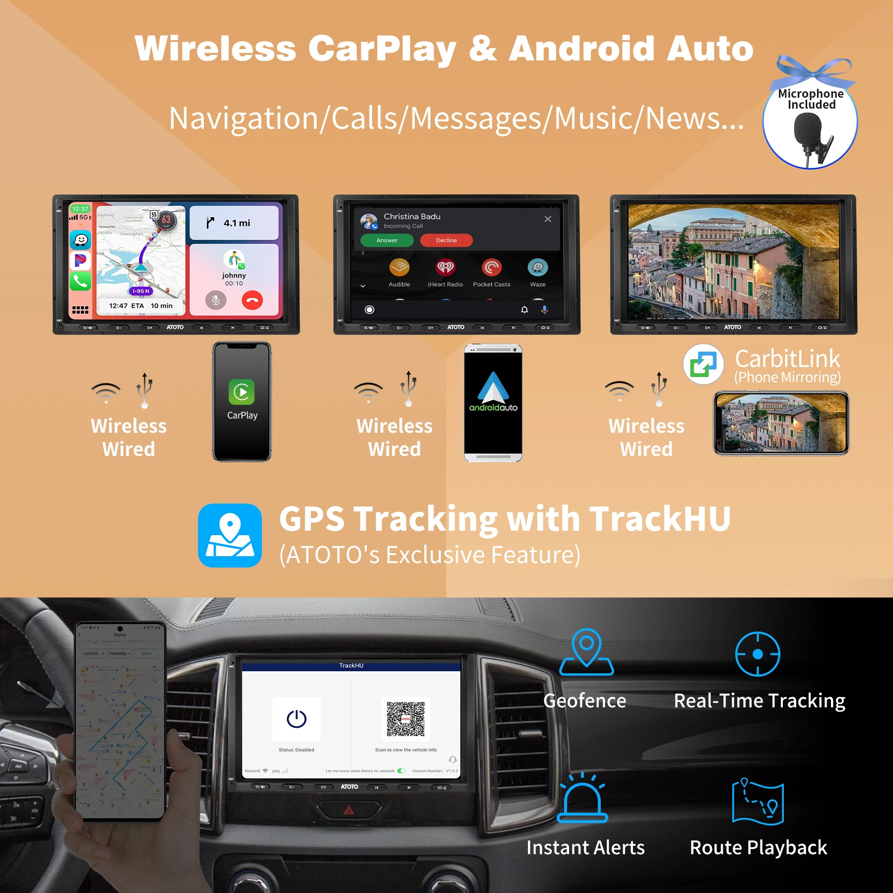 ANDROID - エイノ　2台 Atoto S8 7 Inch Touch Screen Android 10.0 2 Din Car Radio