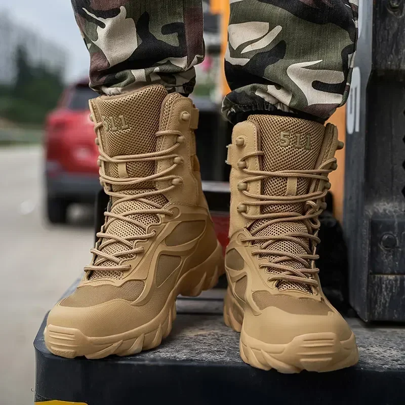 2023LargeSizeHighTopMilitaryBootsMensHikingShoesWorkSoldier