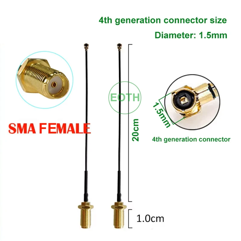 Eoth 5pcs 5.8GHZ 2.4GHZ 안테나 3dBi SMA 남성 20cm wifi 라우터 용 4 세대 소형 커넥터 케이블 zigbee bluetooth antene