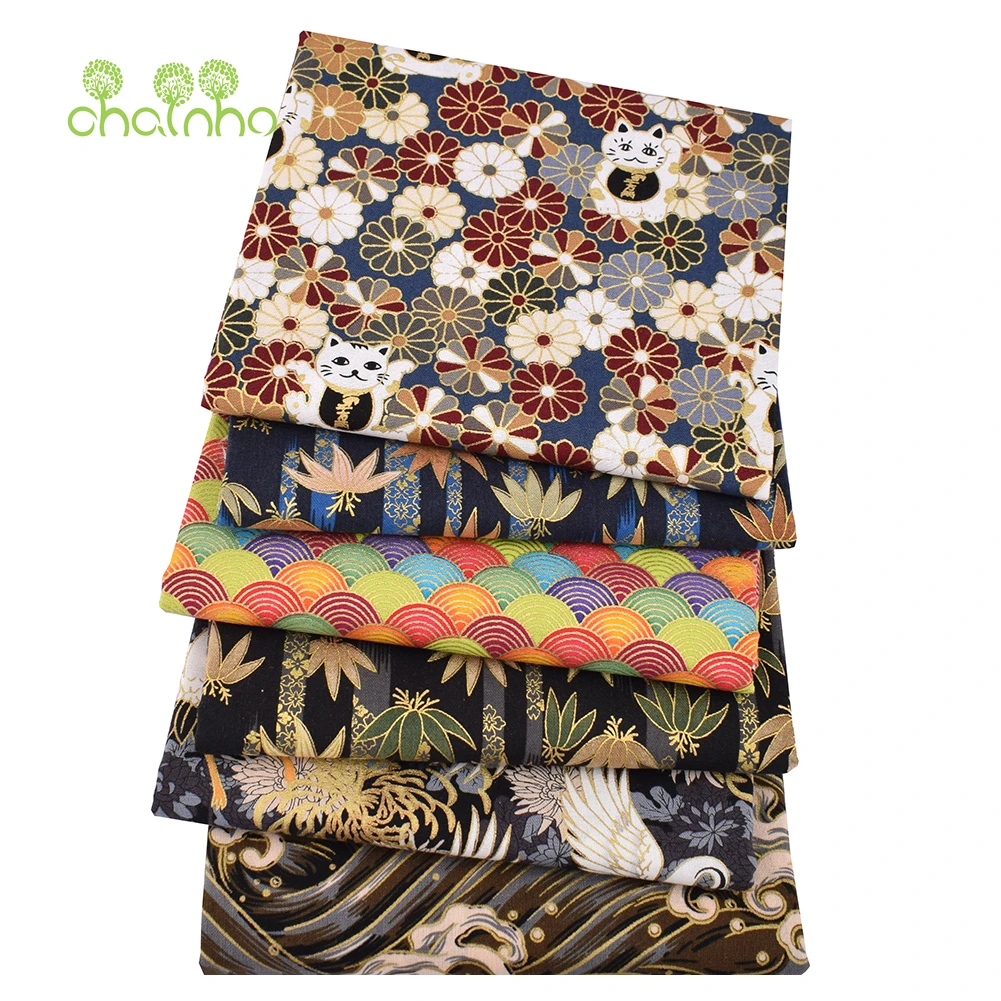 Chainho,Printed Plain Weave Cotton Fabric,DIY Quilting Sewing Material,Handmade Patchwork Cloth,Home Textiles,20x25cm,15CD52