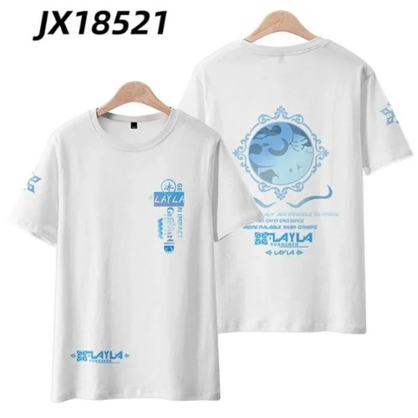 Hot Game Impact Genshin Layla 3D Printing T Shirt Men Women Summer Short Sleeve Funny Tshirt Graphic Tees Streetwear Cosplay