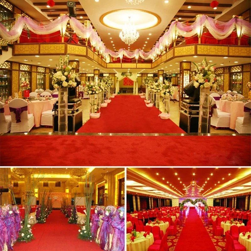 5M 10M Red Wedding Carpet Length Aisle Runner Indoor Outdoor Decoration Carpet Event Party Home Textiles Rug Width 1M