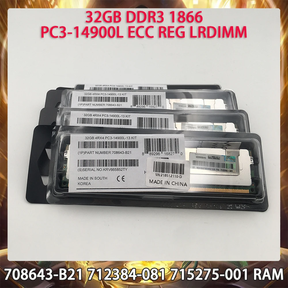 

Серверная память 1шт 708643-B21 712384-081 715275-001 32 ГБ DDR3 1866 МГц PC3-14900L ECC REG LRDIMM