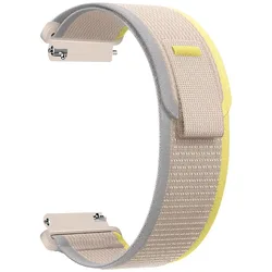 Premium Nylon Sport Loop Watch Band, Adjustable Strap, Universal Fit for 22mm (Trail- Beige yellow)