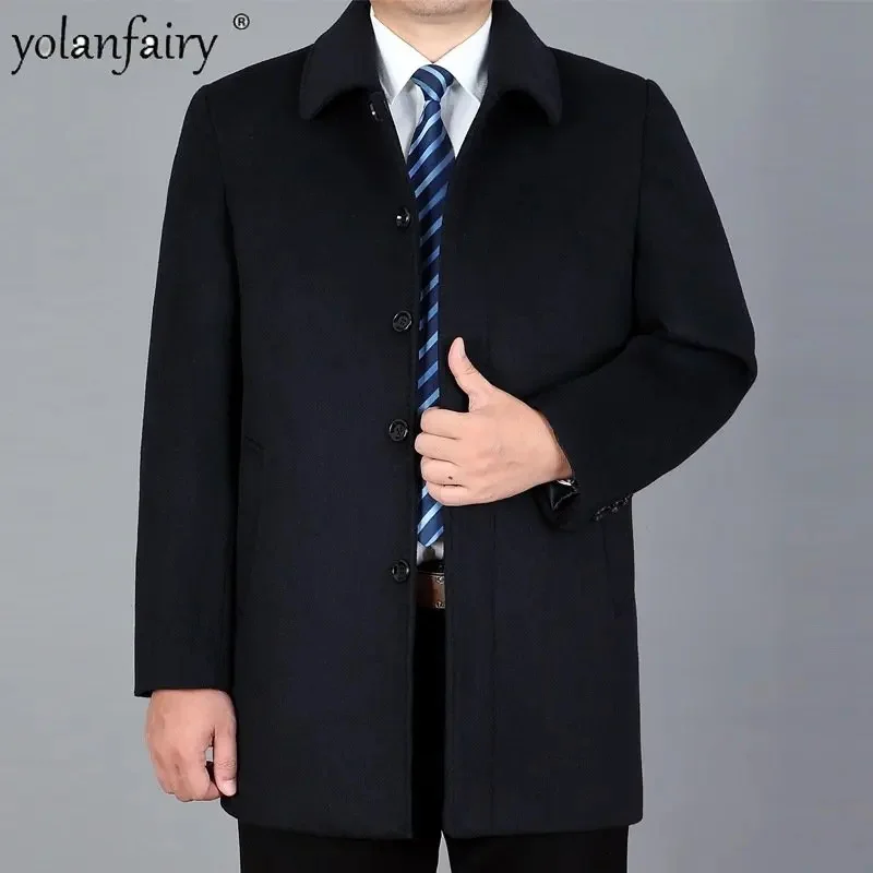 

2024 New Winter Clothing 's Male Medium Long Thick Woolen Trench Overcoat Men Coats Abrigos Hombre