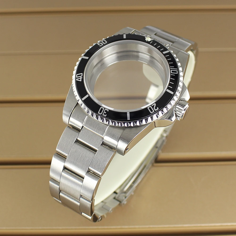 Vintage Gehäuse 38MM Herrenuhr Gehäuse Armband Zubehör Saphir für NH35 NH36NH34 4R36 Uhrwerk Unidirektionale Lünette für Retro SUB – Detail 2