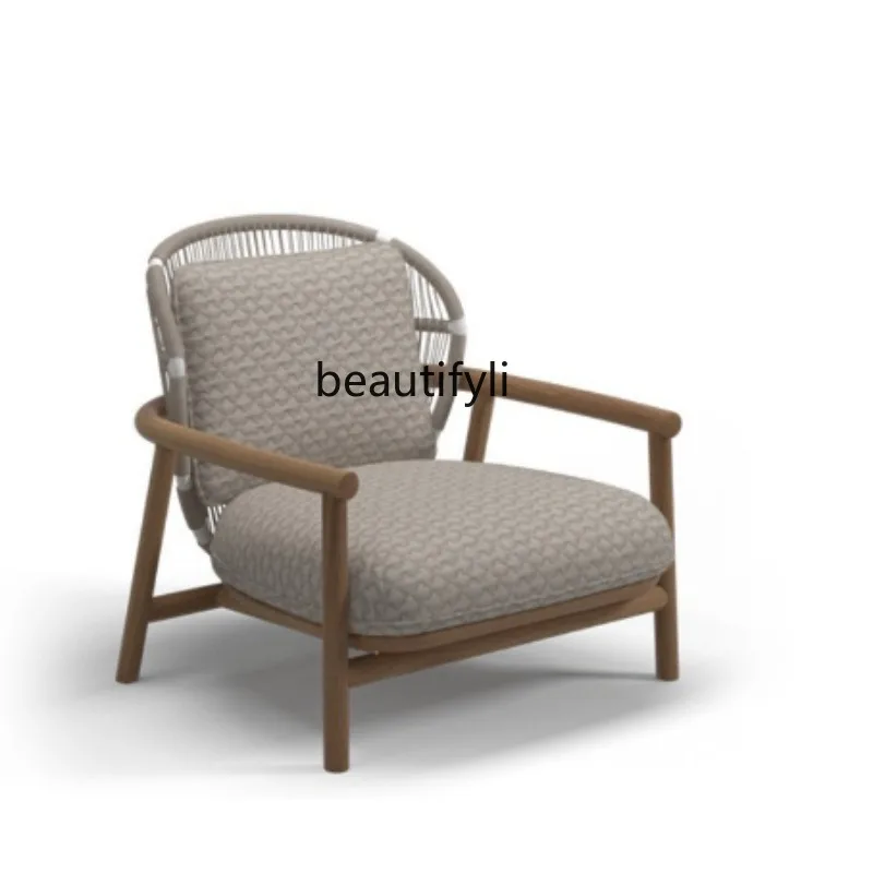 

Outdoor Sofa Teak Rattan Garden Balcony Leisure Couch Hotel Homestay Furniture single sofa chair chairs living room