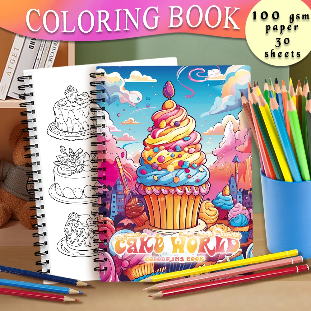 Premium Spiral Coloring Book - 30 Sheets, 11.2 x 8.3 inches, 100g Thick Paper, Ideal for Relaxation & Creativity