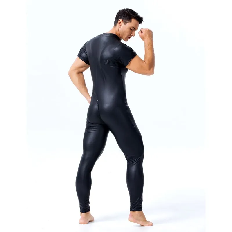 Latex Men Wetlook Wear Fetish Gay Jumpsuit Bodysuit Male Pole Dance Pants Erotic Leggings Trousers Sexy Exotic Men's Underwear