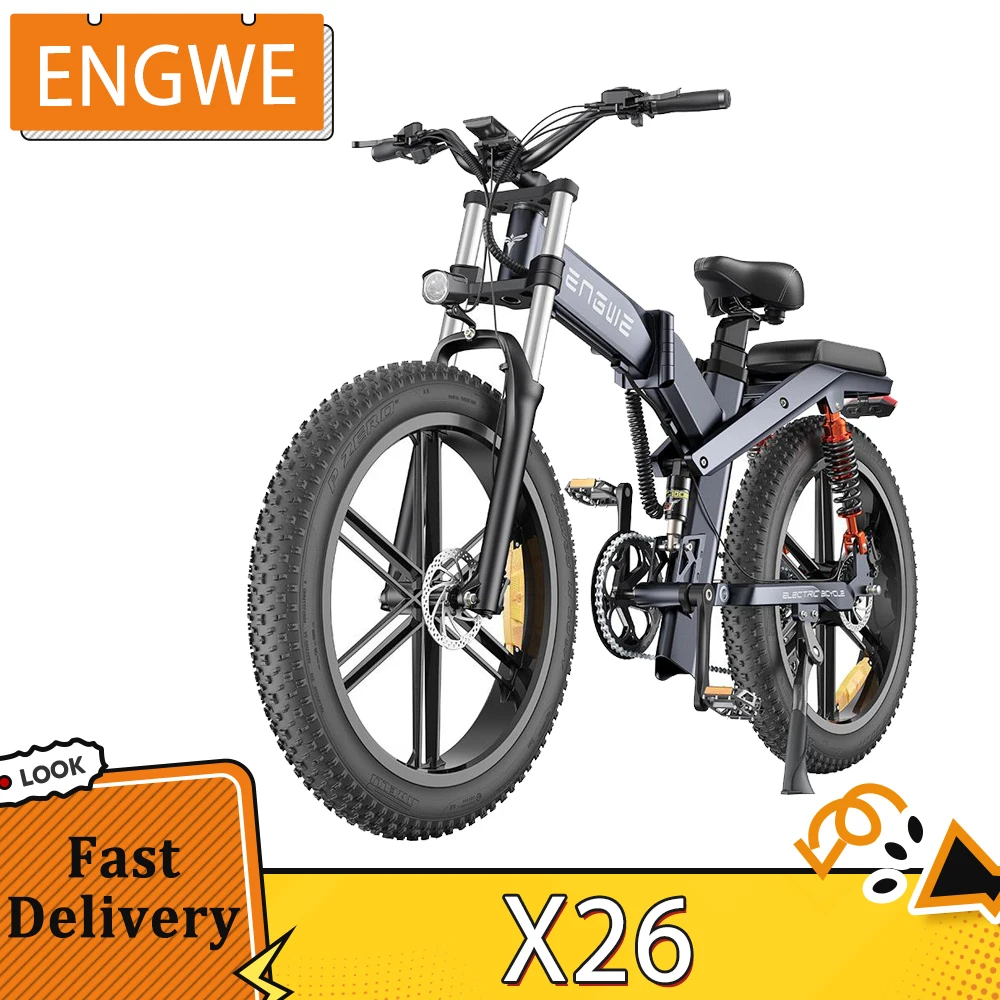 ENGWE X26 rower elektryczny 26*4.0 cala Fat Tire 1000W silnik 48V 19Ah i 7.5Ah podwójna bateria